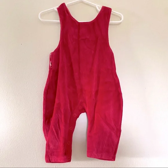 Disney Mickey Mouse Snowman Winter Christmas Holiday Red Velvet Overalls 6M - Picture 6 of 6